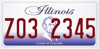 IL license plate Z032345
