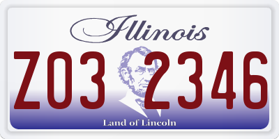 IL license plate Z032346