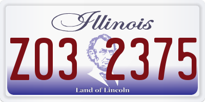 IL license plate Z032375