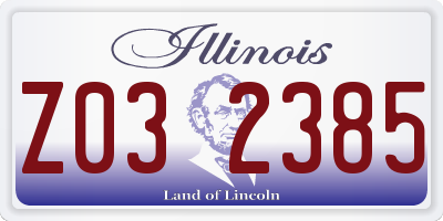 IL license plate Z032385