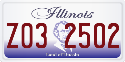 IL license plate Z032502