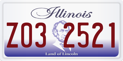 IL license plate Z032521