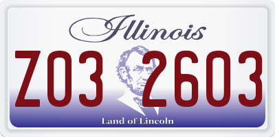 IL license plate Z032603