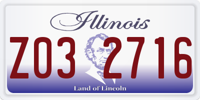 IL license plate Z032716