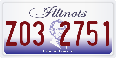 IL license plate Z032751