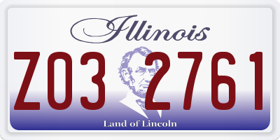 IL license plate Z032761