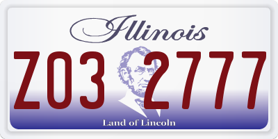 IL license plate Z032777