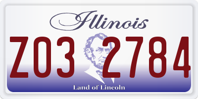 IL license plate Z032784