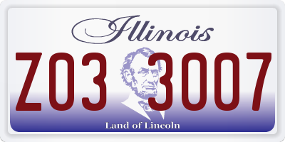 IL license plate Z033007