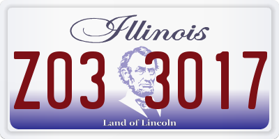 IL license plate Z033017