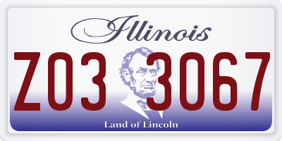 IL license plate Z033067
