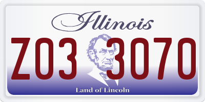 IL license plate Z033070
