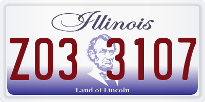 IL license plate Z033107