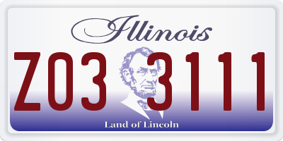 IL license plate Z033111