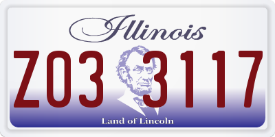 IL license plate Z033117