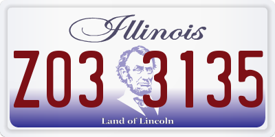 IL license plate Z033135