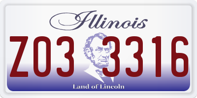 IL license plate Z033316