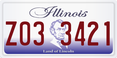 IL license plate Z033421