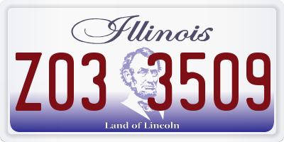IL license plate Z033509
