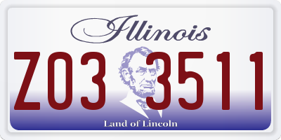 IL license plate Z033511