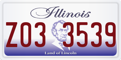 IL license plate Z033539