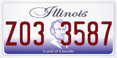 IL license plate Z033587
