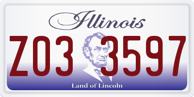 IL license plate Z033597
