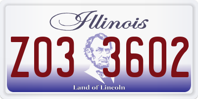 IL license plate Z033602