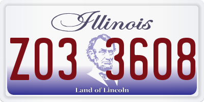 IL license plate Z033608