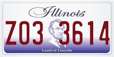 IL license plate Z033614