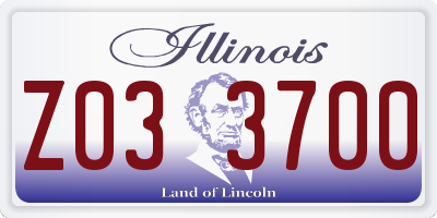 IL license plate Z033700
