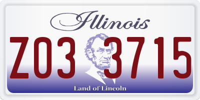 IL license plate Z033715