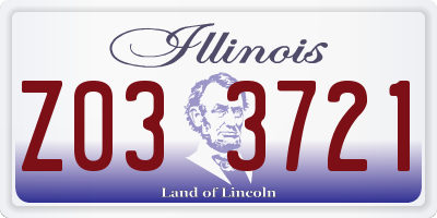 IL license plate Z033721