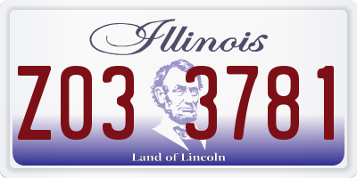 IL license plate Z033781