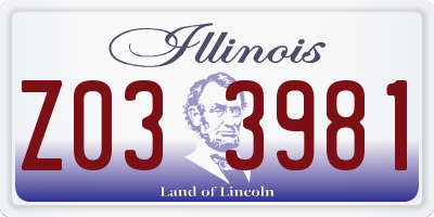 IL license plate Z033981
