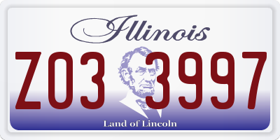 IL license plate Z033997