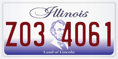IL license plate Z034061