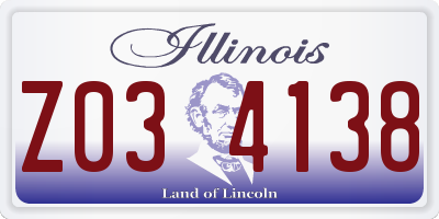 IL license plate Z034138