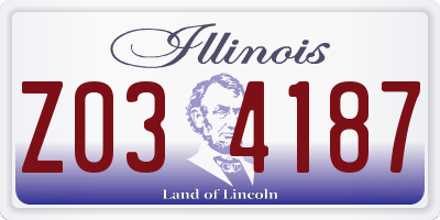IL license plate Z034187