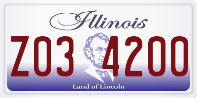 IL license plate Z034200