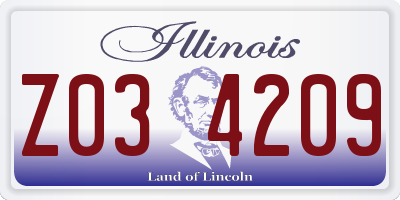IL license plate Z034209