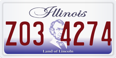 IL license plate Z034274