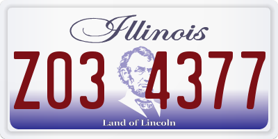 IL license plate Z034377