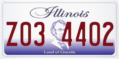 IL license plate Z034402