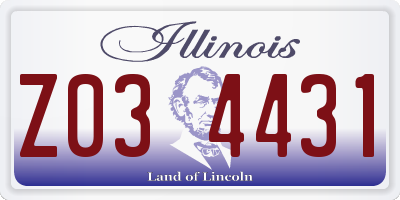 IL license plate Z034431