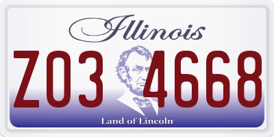 IL license plate Z034668