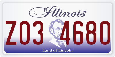 IL license plate Z034680