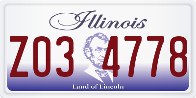 IL license plate Z034778