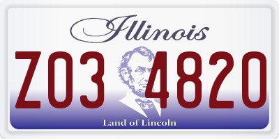 IL license plate Z034820