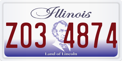 IL license plate Z034874